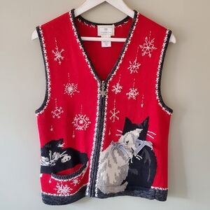 Susan Bristol S Vintage 90s Crazy Cat Lady Grandma Christmas Knit Sweater Vest